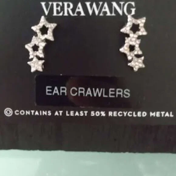 VERA WANG Celestial Silver/Clear Crystal Star Ear Crawler Stud Earrings**NEW! - Picture 4 of 4